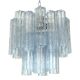 Lustre contemporain en verre de Murano « Tronchi » bleu ciel de style Venini