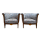 Paire de fauteuils - bergères époque Art Déco en velours coloré