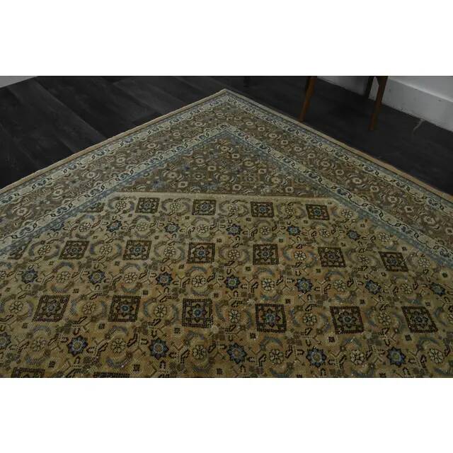 1970s Vintage Persian Handmade Wool Cotton Brown Area Rug 292x392