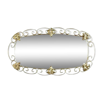 1950s oval brass mirror - 38x69cm