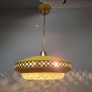 1970s Ludib Mid-Century Pendant Lamp in Yellow Metal, Brass and Glass