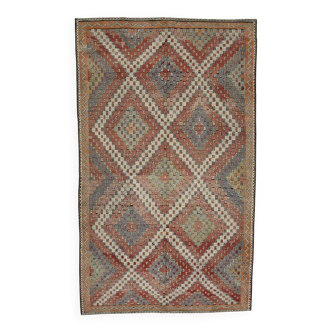 Tapis Kilim Vintage Motifs Géométriques Colorés, 192x322 Cm