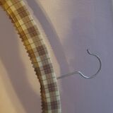 Set of 4 vintage hangers 70's wood covered with plastic fabric 2 tartan pattern scottish tiles beige camel brown vintage