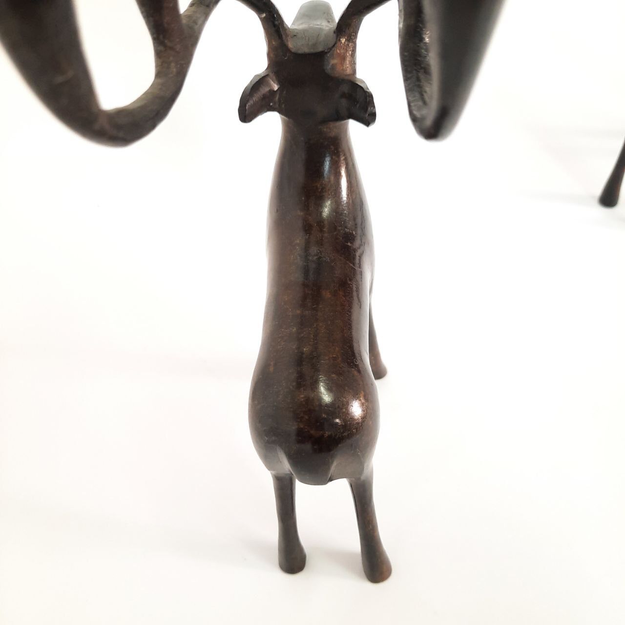 Pair of deer candle holders, bronzed brass