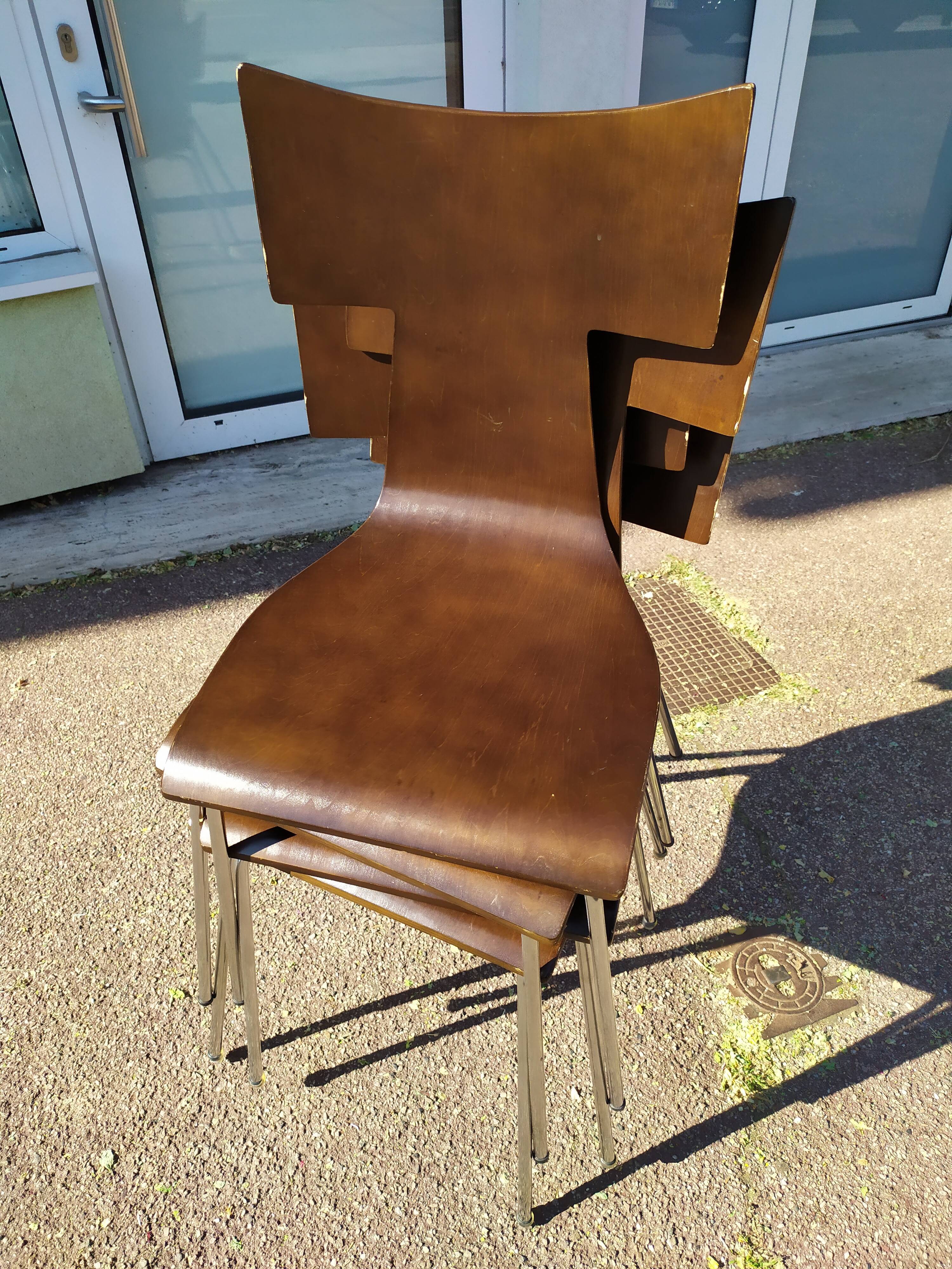 Set of 4 metal and wood chairs