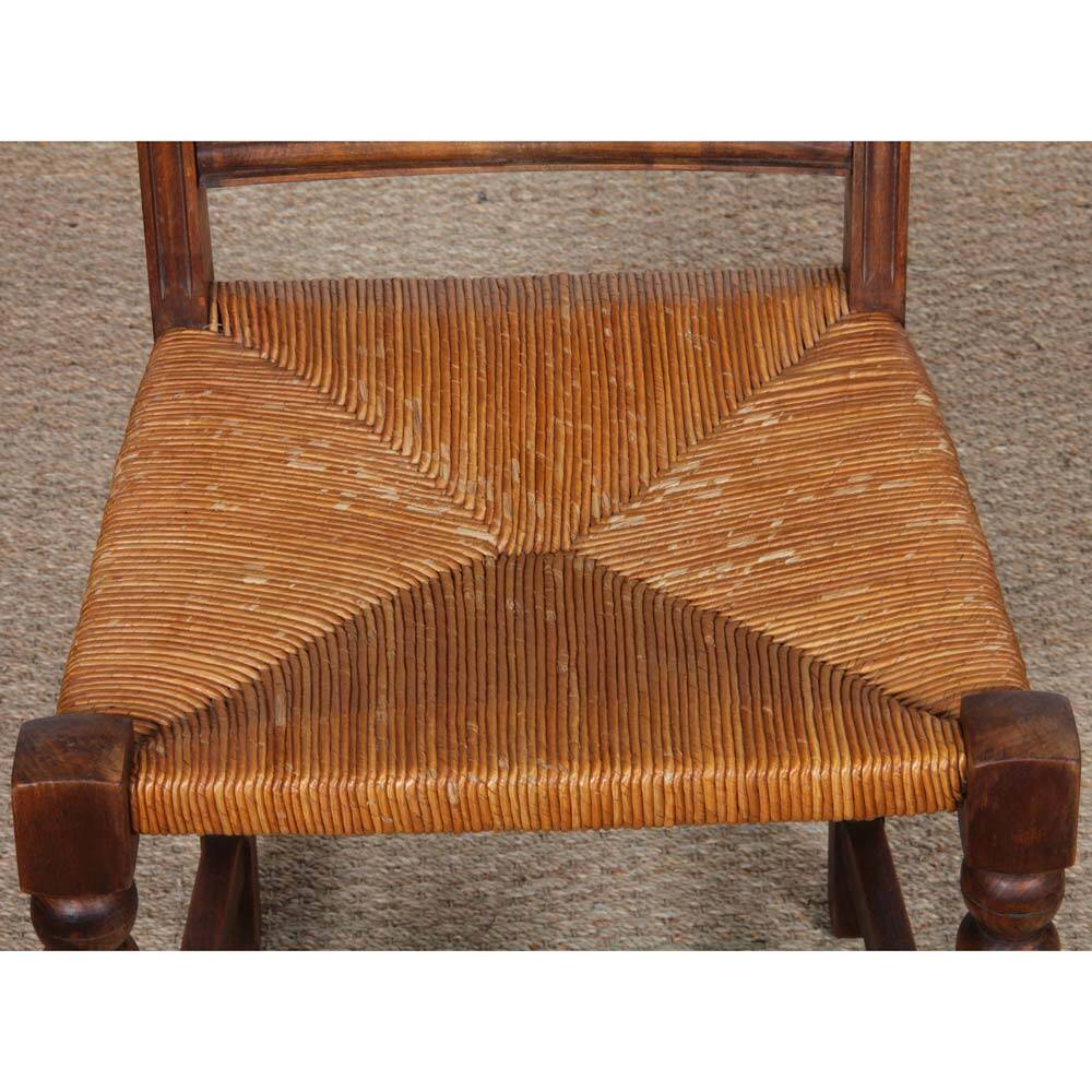 Ensemble de 8 chaises paillées en bois massif, 1940