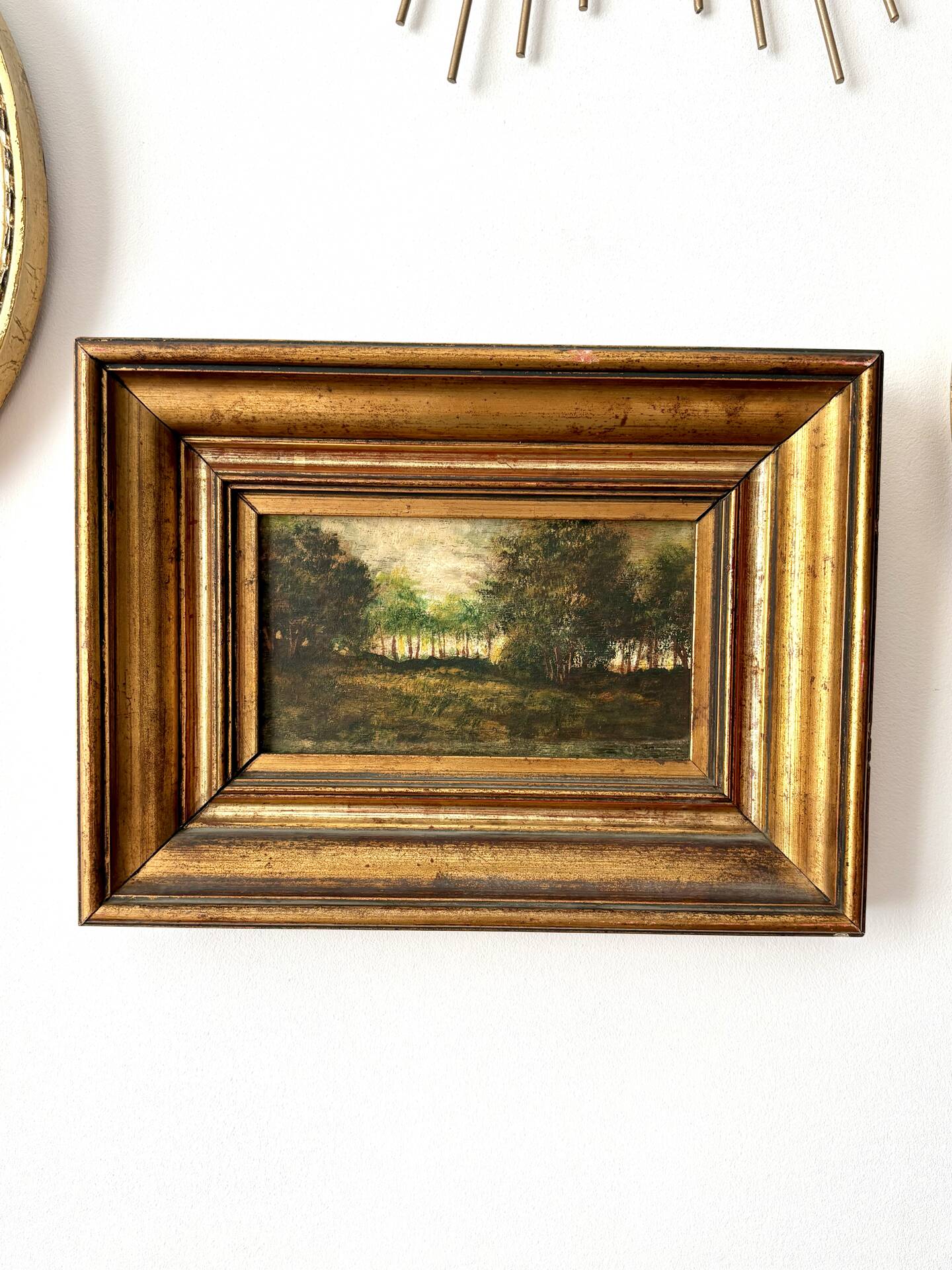 Antique painting from the late 19th century - Oil on panel in the Barbizon style.