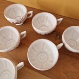 Henriot in Quimper - Set of 6 chocolate cups - Decorated with a pink rooster