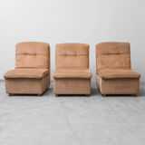 Set 3 poltrone modulari tessuto a quadretti beige anni ’70 vintage modernar