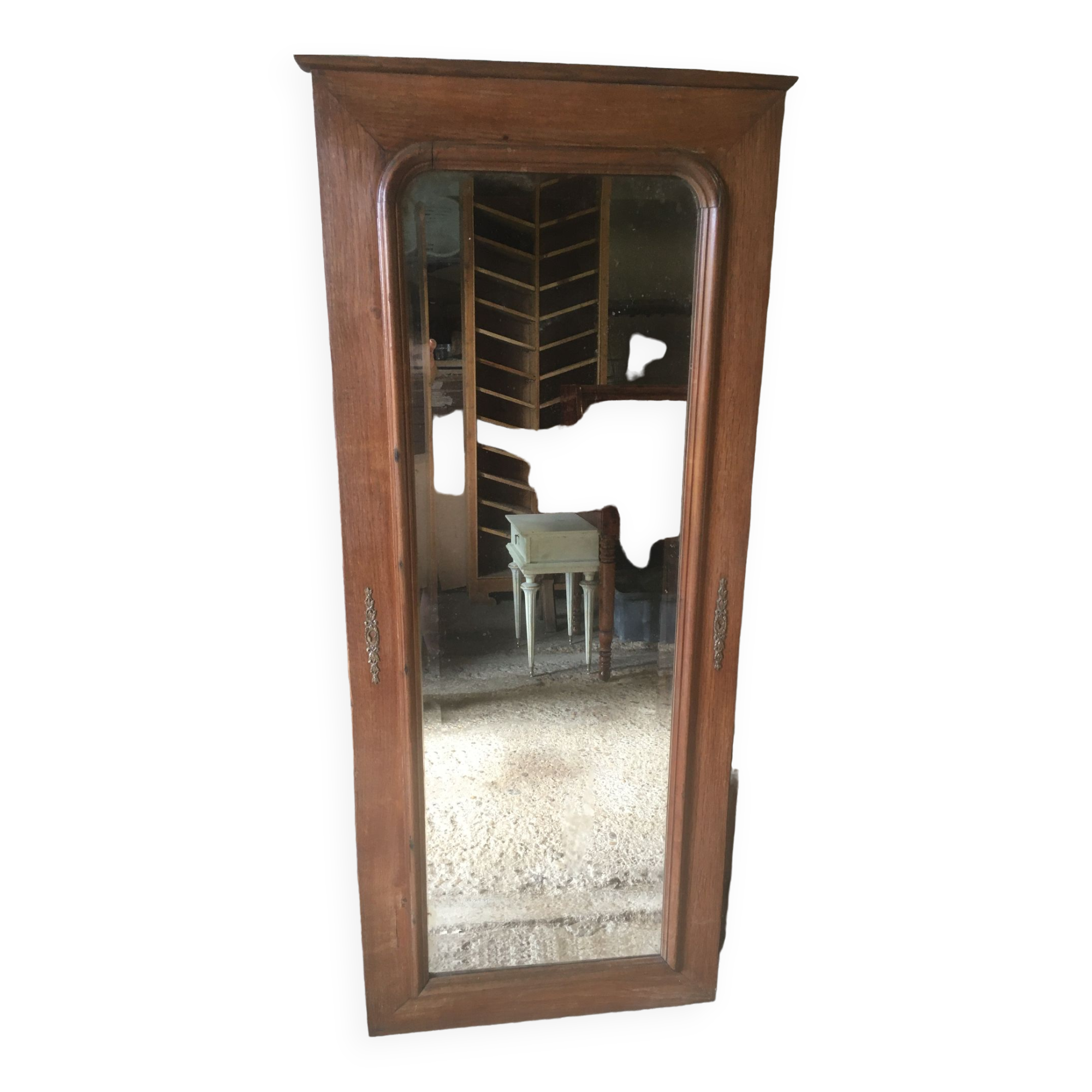 Beveled oak mirror