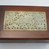 Chinese wooden box decorated with jade plates