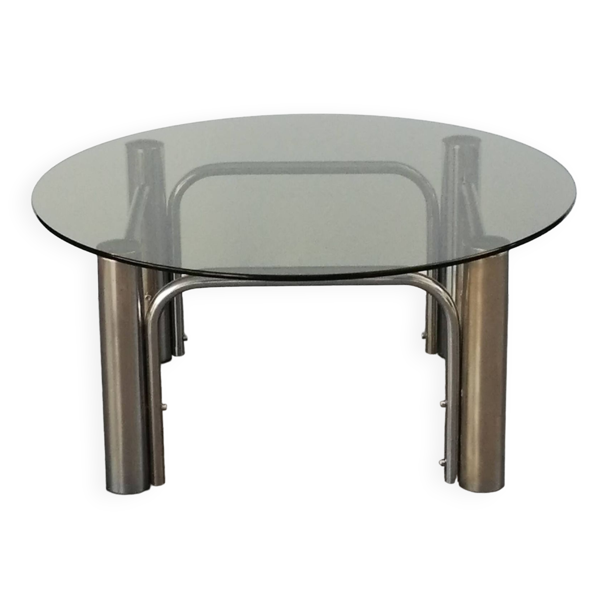 Chrome design coffee table and smoked glass space age vintage 1960