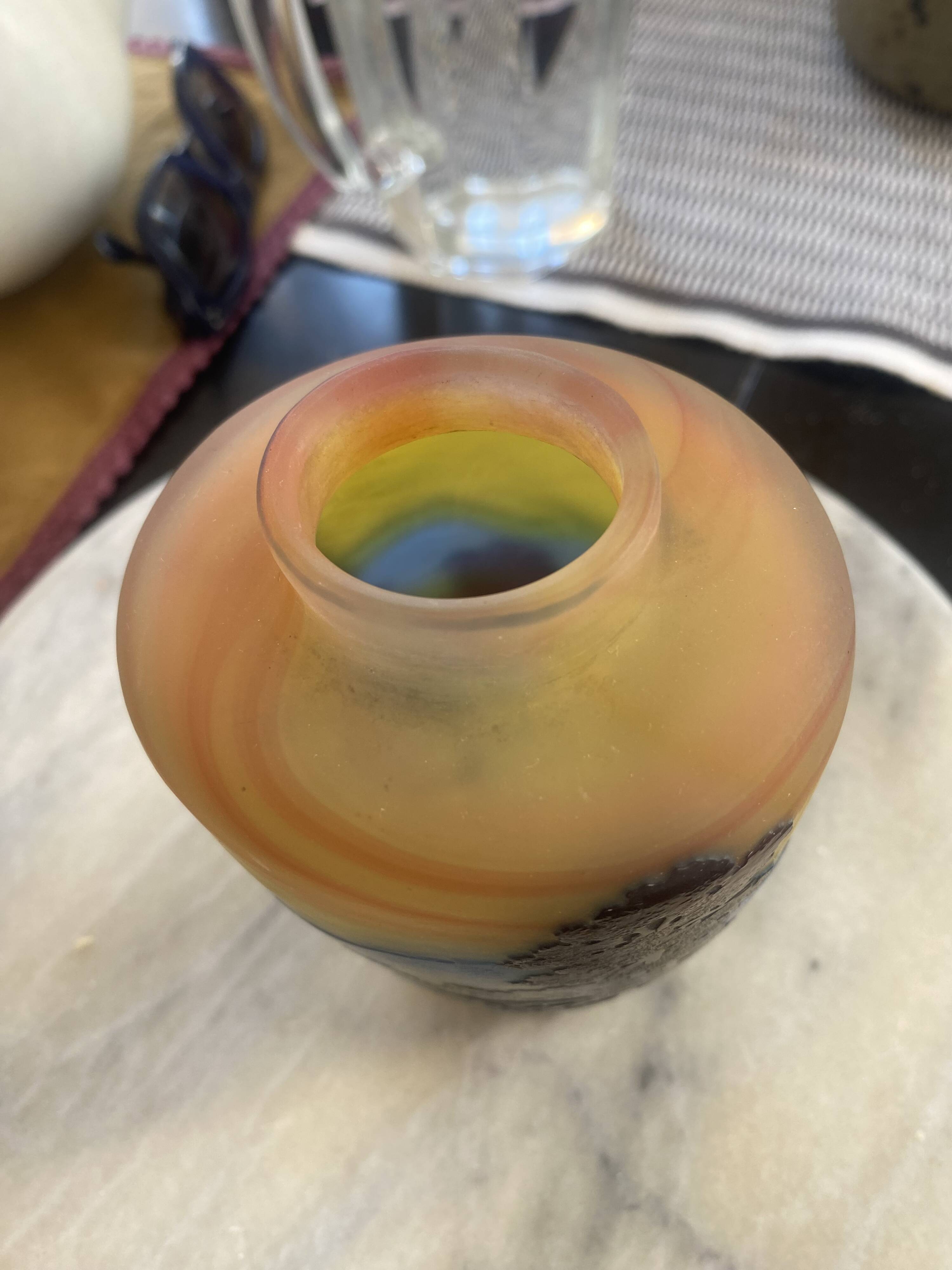 Gallé Blue Line Vase from the Vosges