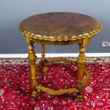 French round side table in burr walnut, 1920s