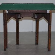 Table Console Antique en Cuir Clouté Style Gothique Pugin Restaurée
