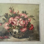 Peinture à l'huile sur fleurs de table mauro salimbeni (milan 1874-1942 turin)