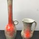 Pair Of Old Vase Ceramics Orange Orange 70s Vintage