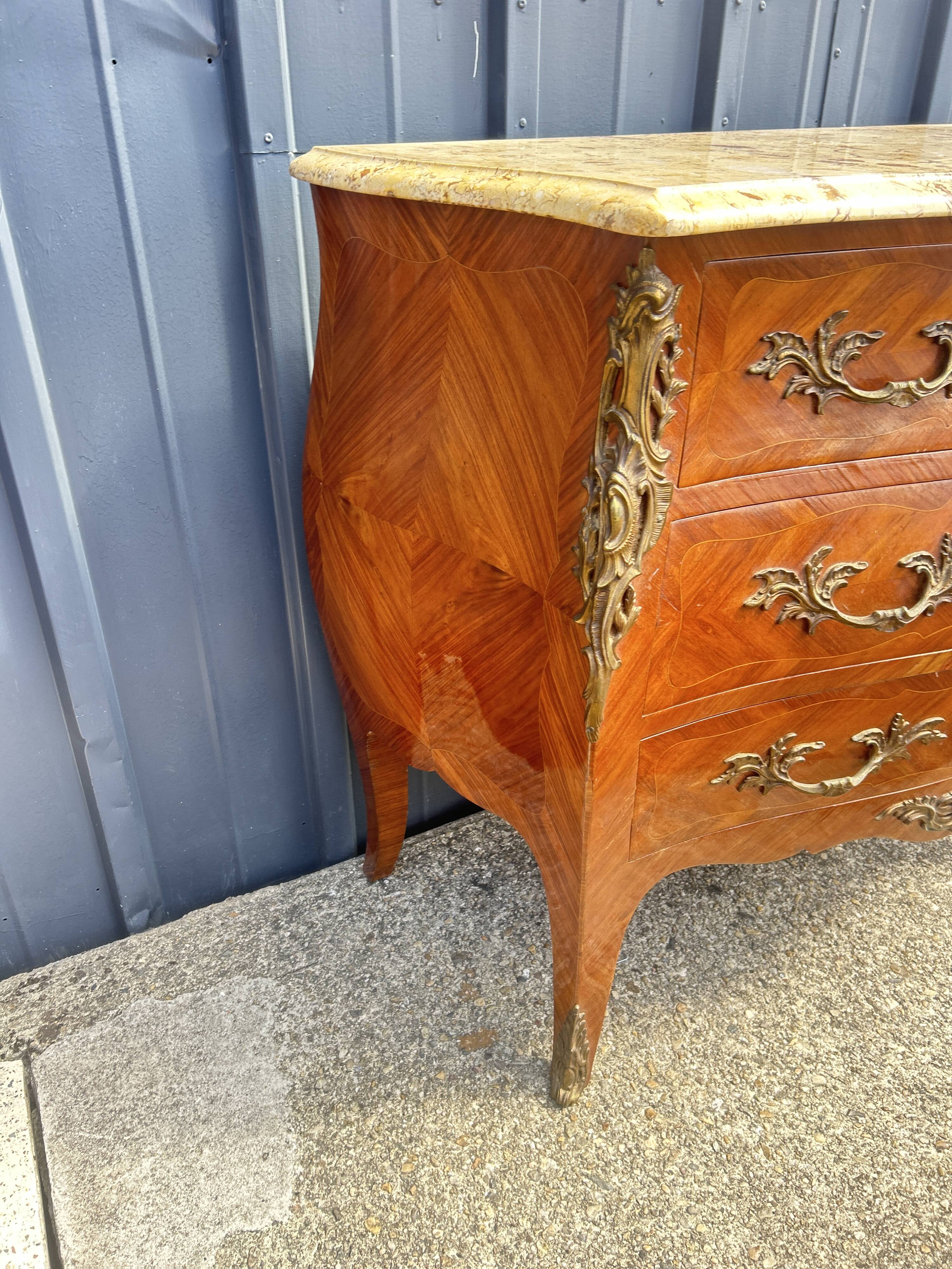 Louis XV Style Commode, 3 drawers, rosewood, marble top