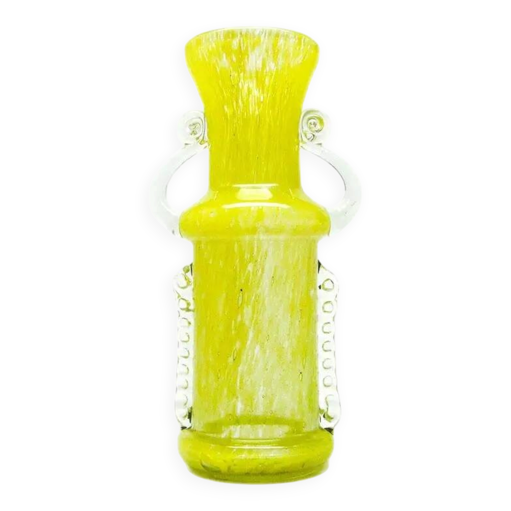 Vase postmoderne, verre jaune, Pologne, années 1970
