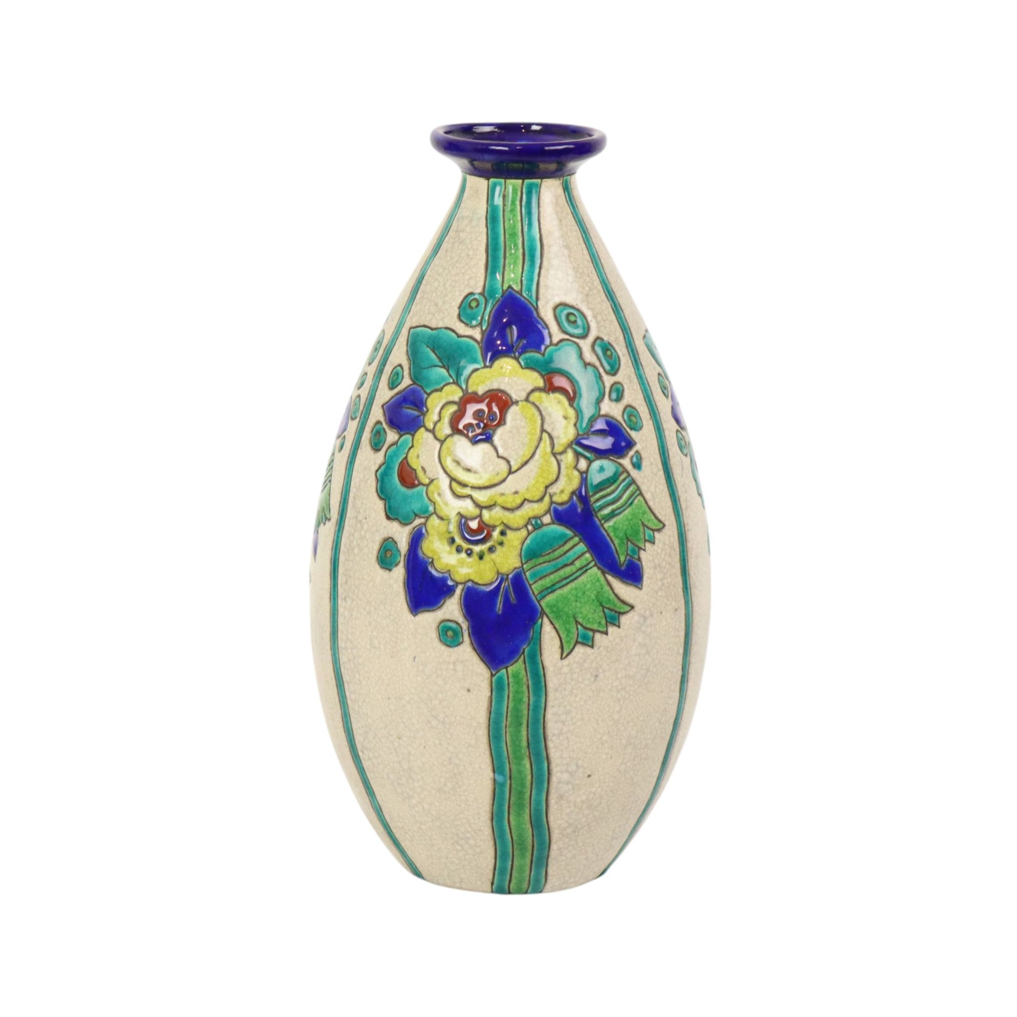 Vase Art Déco Polychrome Charles Catteau Boch Keramis D2366