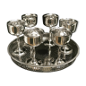 Silver metal cups with tray