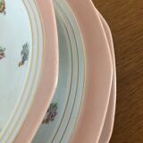 7 dishes Vintage Limoges porcelain pink and gold floral motifs