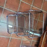 Chrome and smoked glass nesting table from the 70s