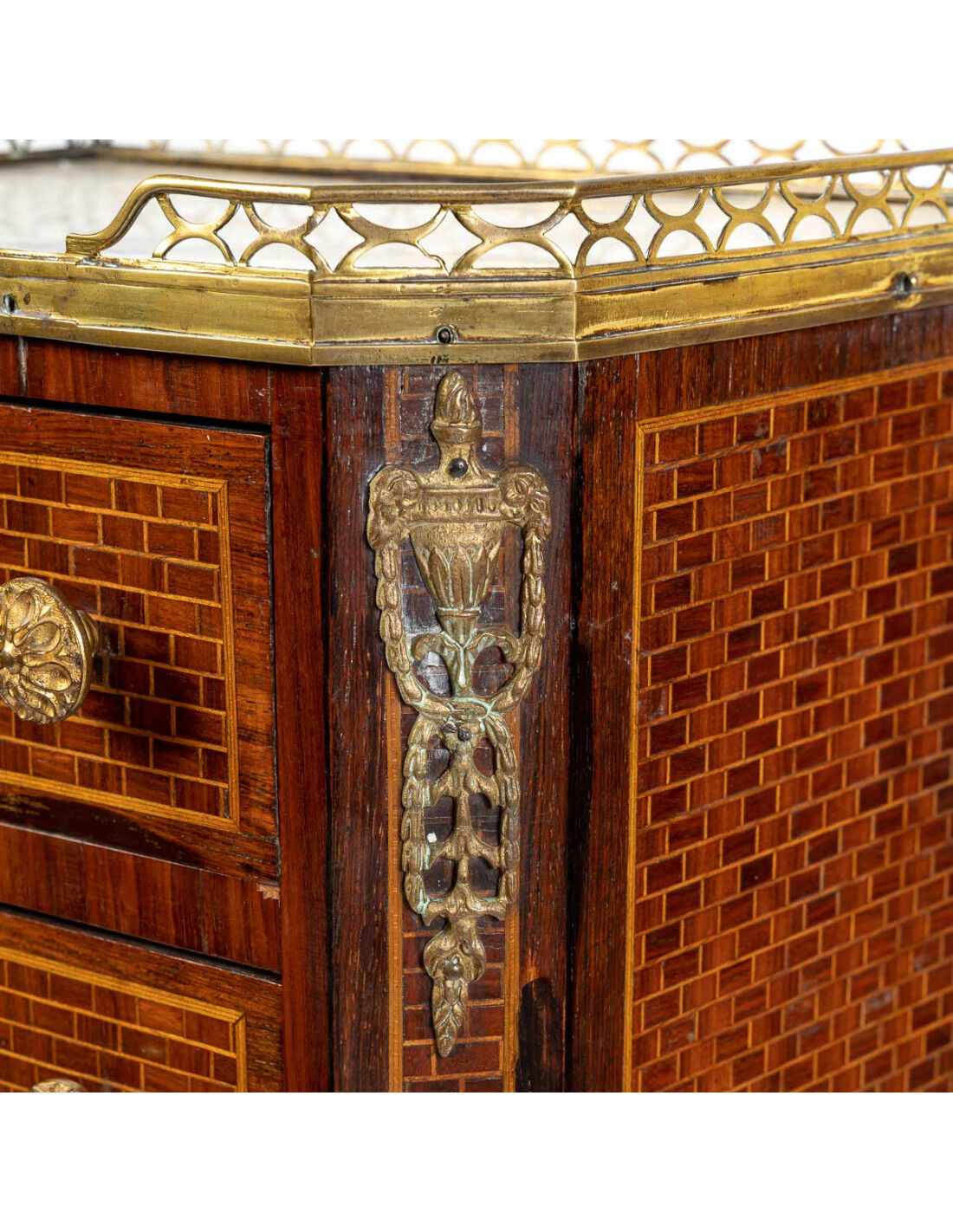 Semainier in marquetry and gilded bronze Louis XVI Style