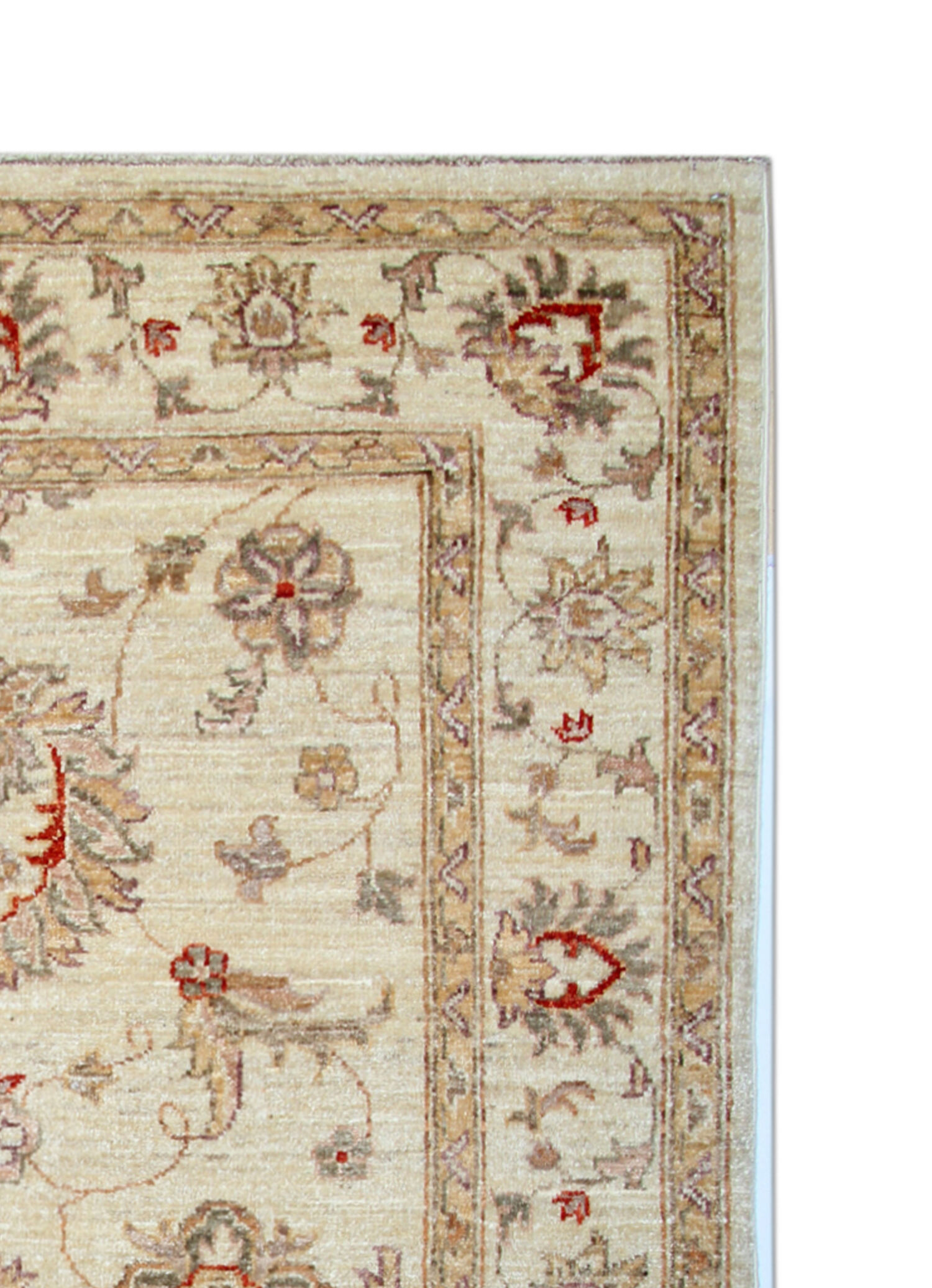 Handmade ziegler carpet cream wool floral area rug- 100x147cm