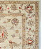 Handmade ziegler carpet cream wool floral area rug- 100x147cm