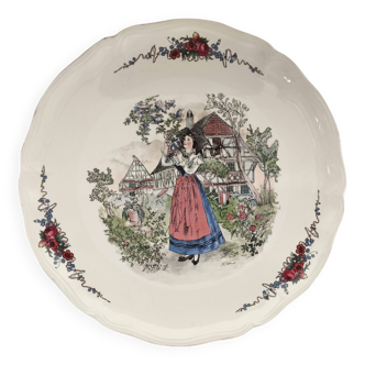 Grand plat à tarte ou à gâteau Sarreguemines modèle Obernai