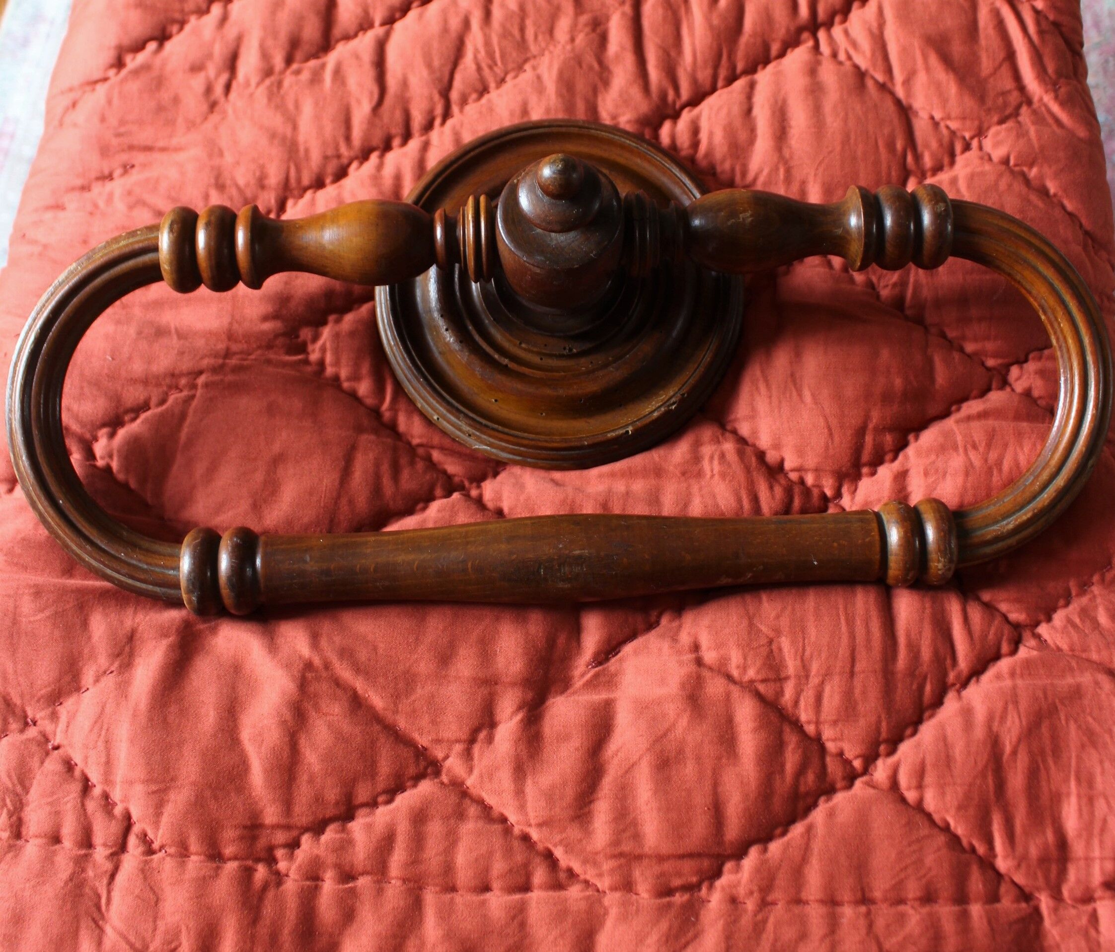 Large old wooden towel rack