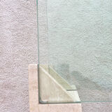 Table en verre et travertin