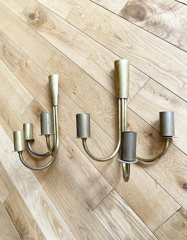 Set of 2 brass wall lights