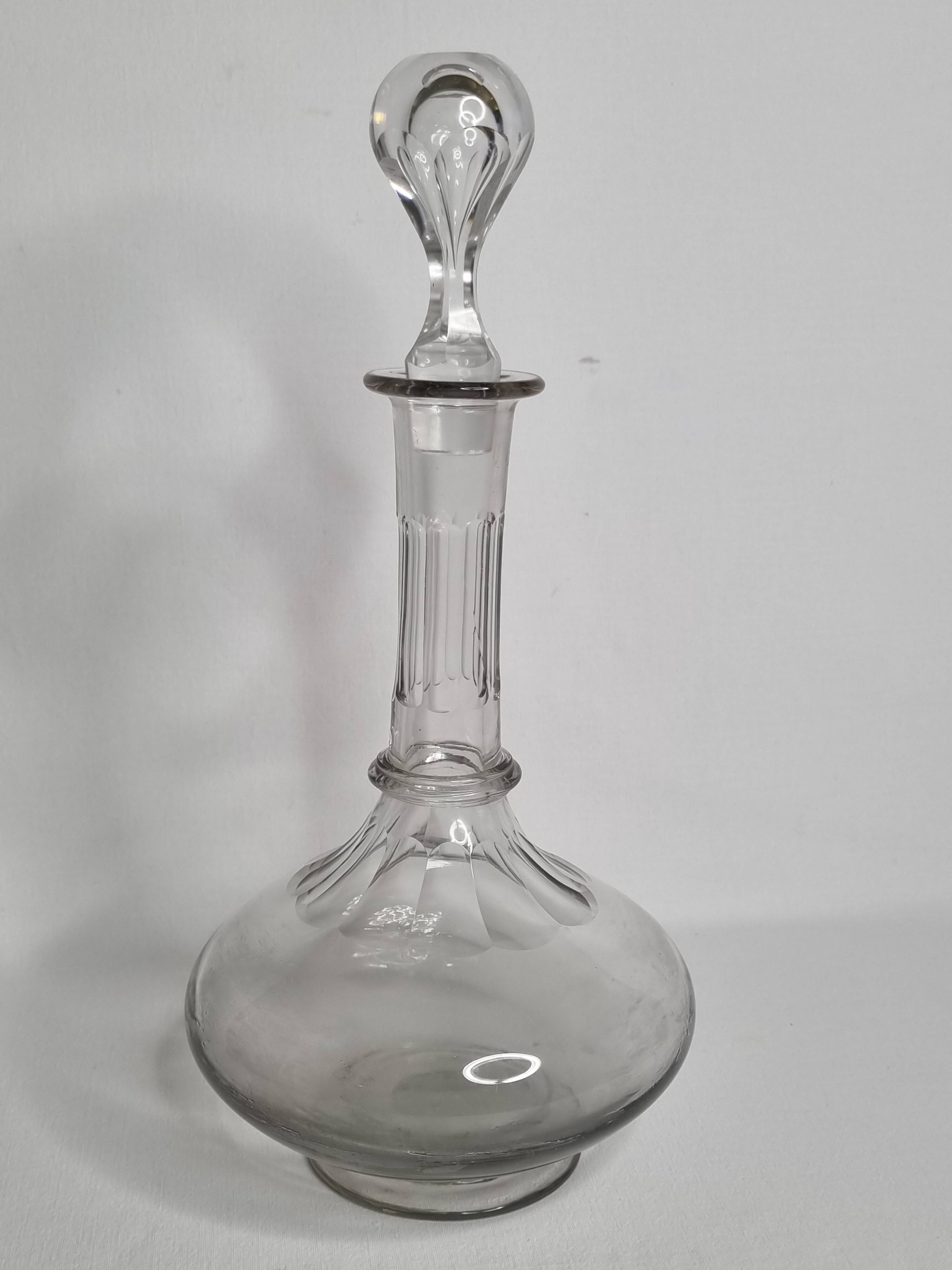 Baccarat crystal gondola decanter, flat ribs, Art Deco 1907