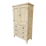 Antique French white flea market cabinet with drawers 83x148 cm