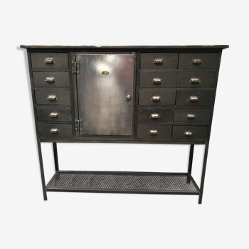 Industrial furniture with drawers and metal door