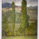 Tableau ancien, double face, paysage bord de Saône, début XX siècle