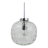 Large globe pendant lamp in bubble glass with Limburg & chrome, Germany, 1970s.