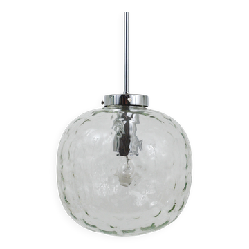 Large globe pendant lamp in bubble glass with Limburg & chrome, Germany, 1970s.