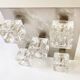 Brushed metal ceiling light and glass globes, 5 halogen candles