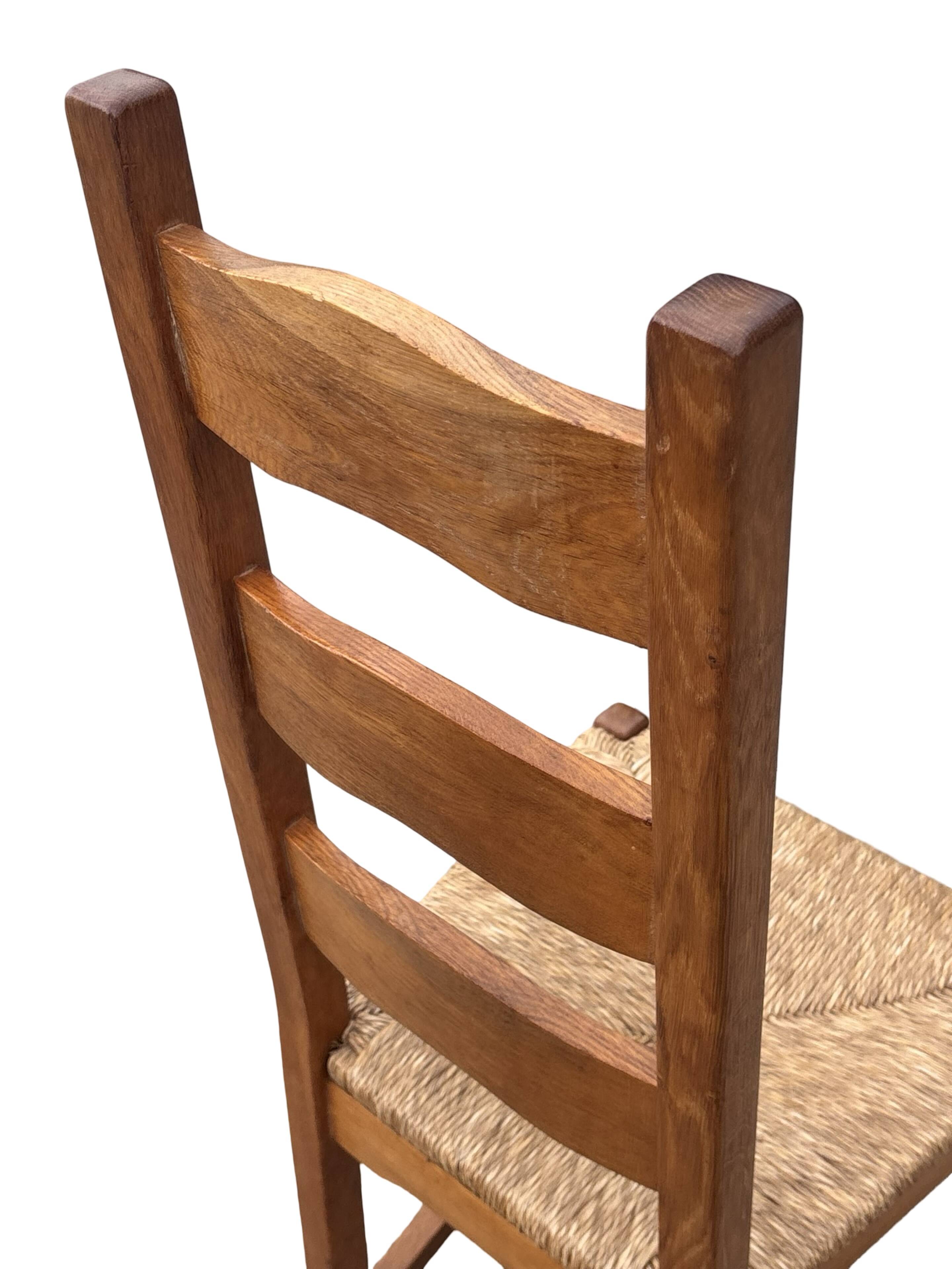 Vintage Set of 4 dining chairs oak and wicker 70's design high back