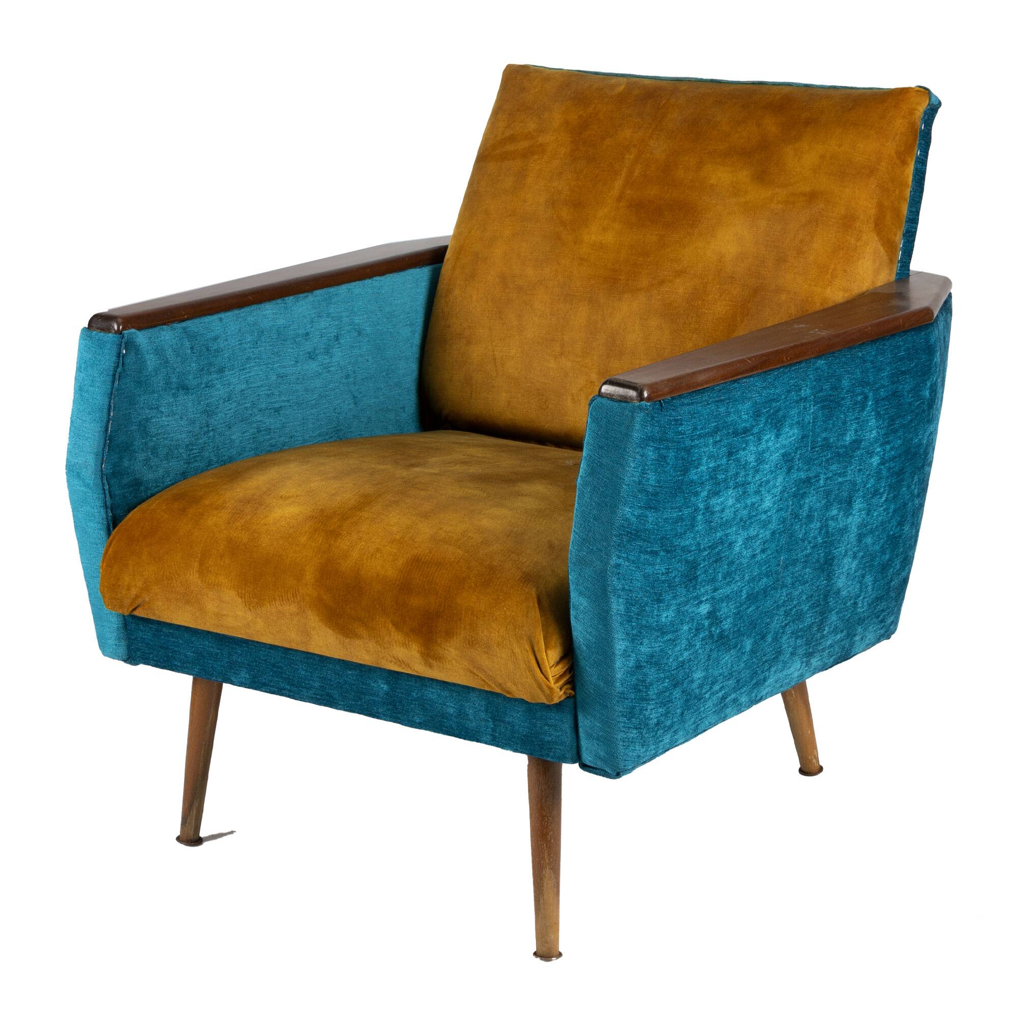 Petrol Golden Danish Retro Easy Chair Club Chair 60s Mid-Century