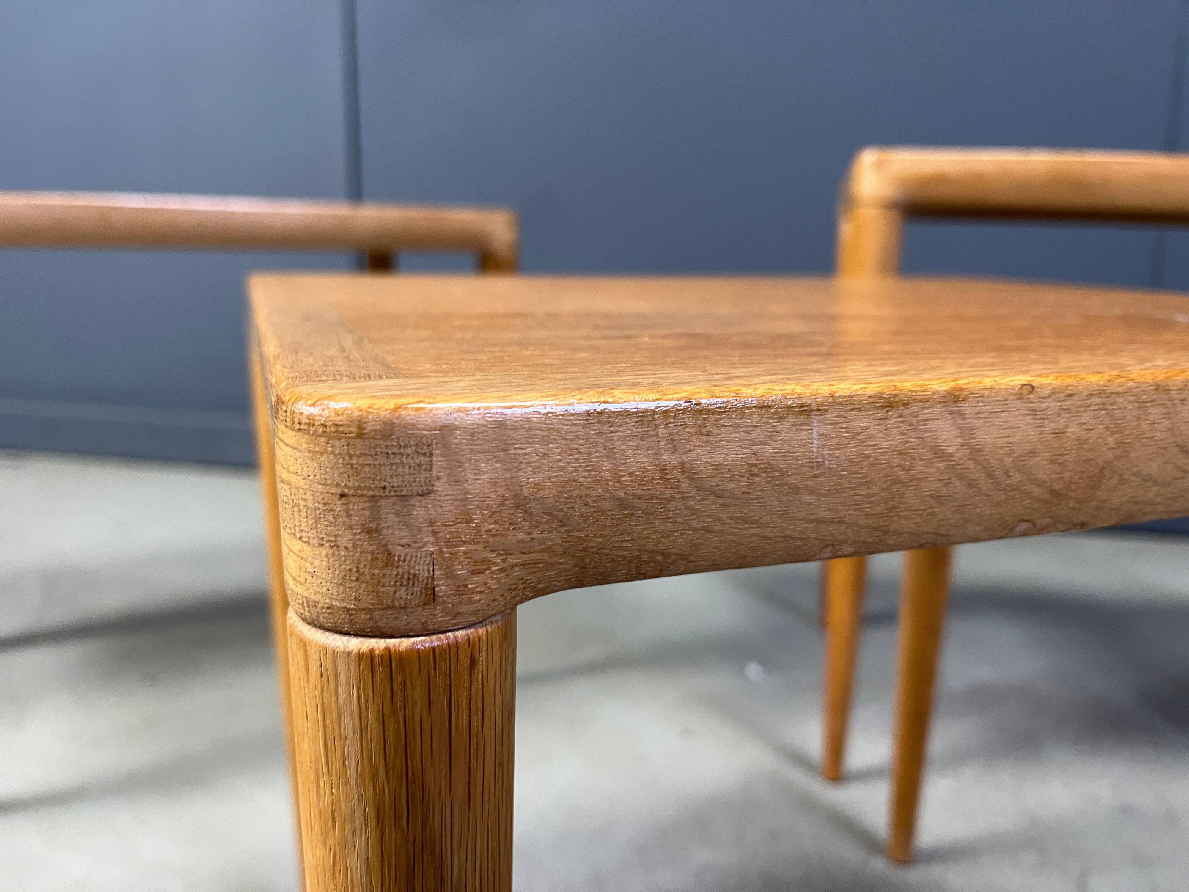 H.W. Klein. Bramin, three set tables/side tables, oak, 1960s, Denmark