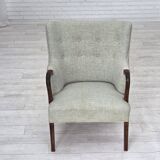 1960s, Danish armchair, original light grey furniture wool, teak wood.