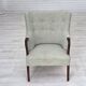 1960s, Danish armchair, original light grey furniture wool, teak wood.