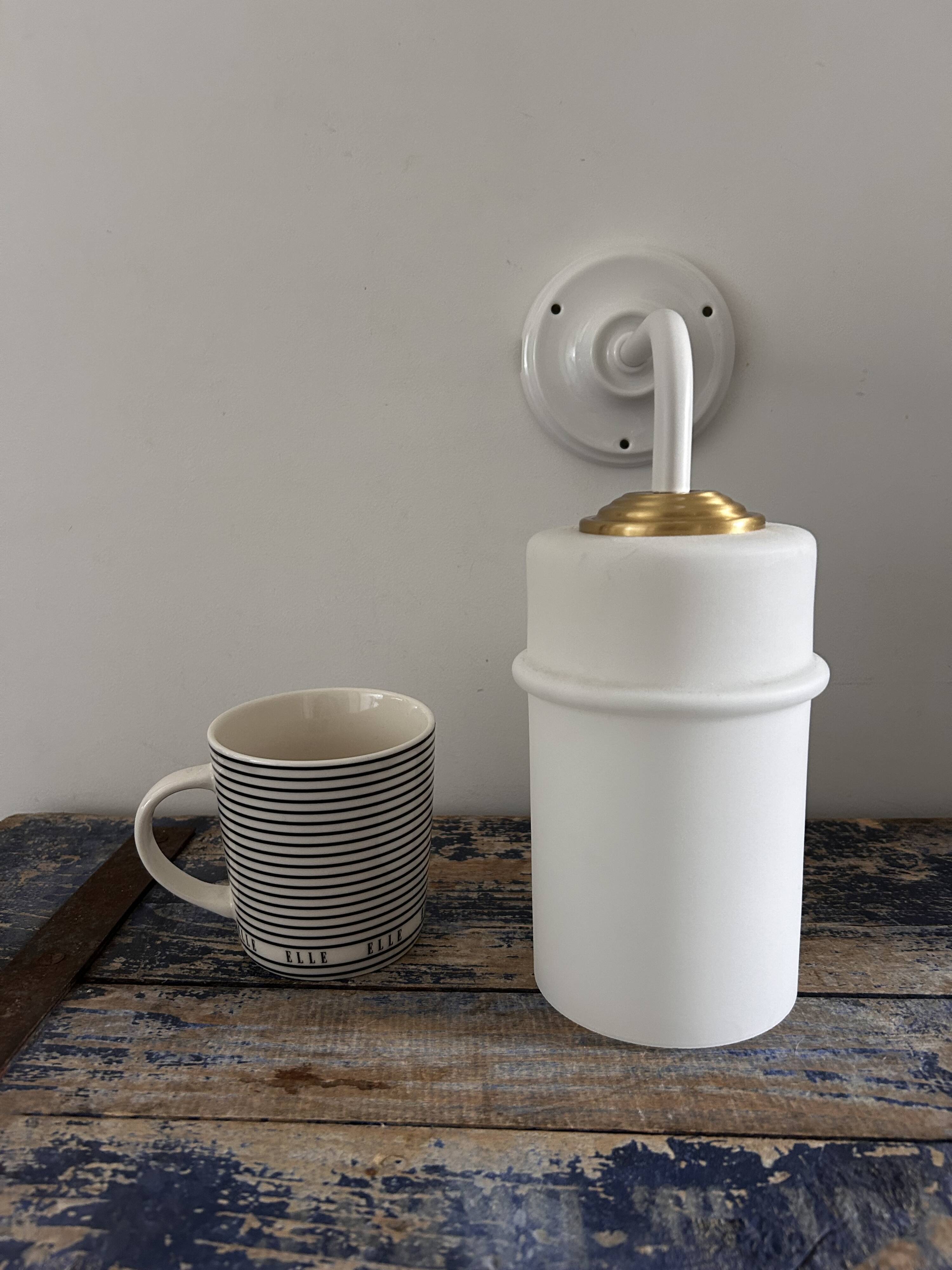 Vintage white opaline wall light