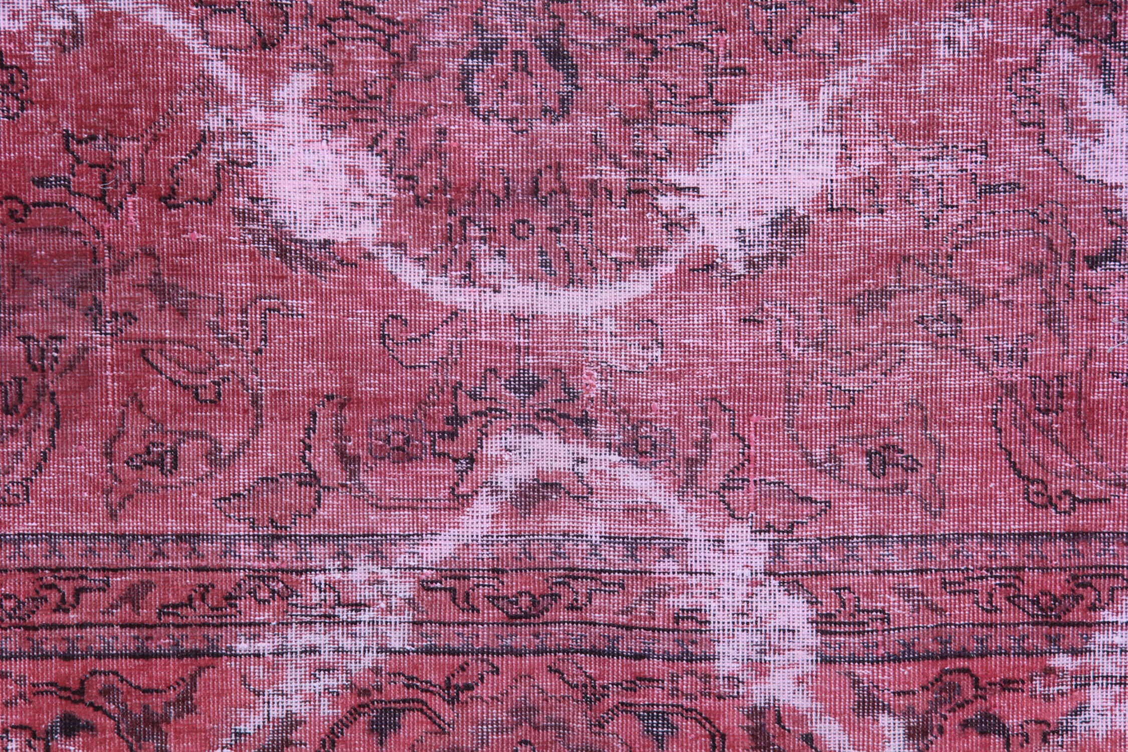 Traditional red wool overdyed persian runner rug handmade oriental carpet- 72x236cm