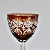 Set of 6 Bohemian Multicolored Antique Crystal Wine Glasses