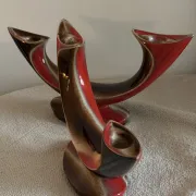 Pair of Mid-Century Vintage Ceramic Double Candlestick Holders Verceam